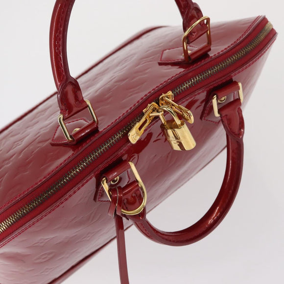 LOUIS VUITTON Monogram Vernis Alma PM Bag Rouge Grunadine M91693 Auth 165861