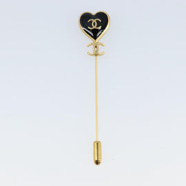CHANEL COCO Mark Heart Brooch metal Gold Tone CC Auth 165862V - 0