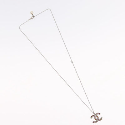 CHANEL COCO Mark Necklace metal Silver tone CC Auth 165863SM - 0