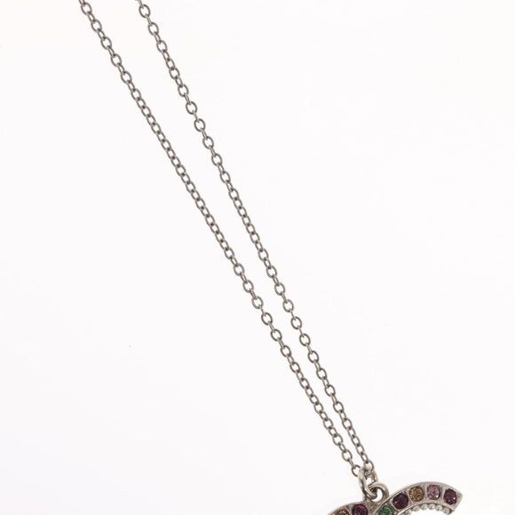 CHANEL COCO Mark Necklace metal Silver tone CC Auth 165863SM