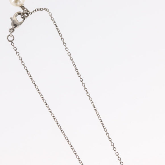 CHANEL COCO Mark Necklace metal Silver tone CC Auth 165863SM