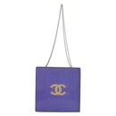 CHANEL Hologram COCO Mark Chain Shoulder Bag Vinyl Purple Silver CC Auth 165896-13