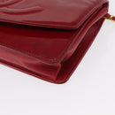 CHANEL COCO Mark Chain Shoulder Bag Patent leather Red Gold CC Auth 165902A-16