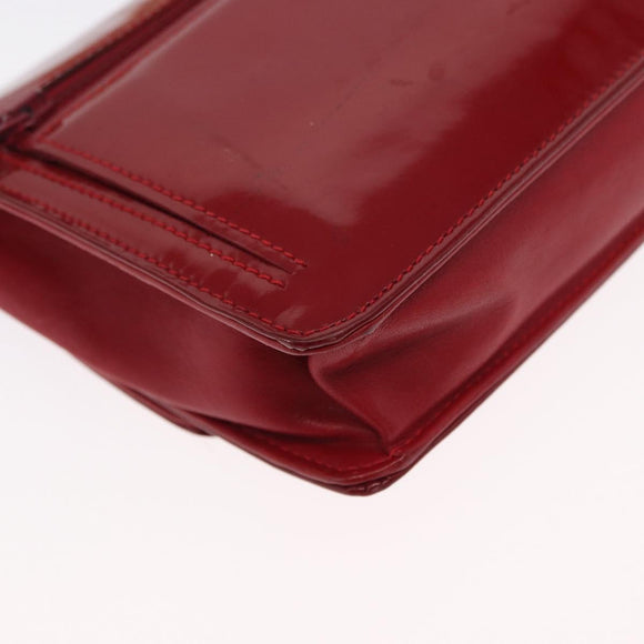 CHANEL COCO Mark Chain Shoulder Bag Patent leather Red Gold CC Auth 165902A