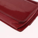 CHANEL COCO Mark Chain Shoulder Bag Patent leather Red Gold CC Auth 165902A-18