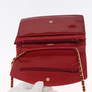CHANEL COCO Mark Chain Shoulder Bag Patent leather Red Gold CC Auth 165902A-8