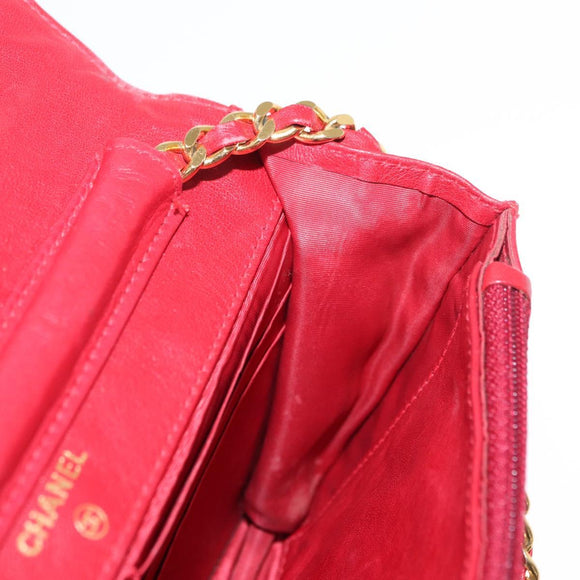 CHANEL COCO Mark Chain Shoulder Bag Patent leather Red Gold CC Auth 165902A