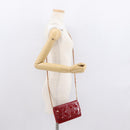 CHANEL COCO Mark Chain Shoulder Bag Patent leather Red Gold CC Auth 165902A-24