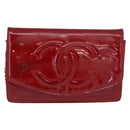 CHANEL COCO Mark Chain Shoulder Bag Patent leather Red Gold CC Auth 165902A-13