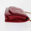 CHANEL COCO Mark Chain Shoulder Bag Patent leather Red Gold CC Auth 165902A-3