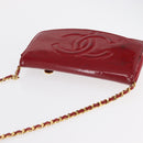 CHANEL COCO Mark Chain Shoulder Bag Patent leather Red Gold CC Auth 165902A-6