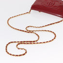 CHANEL COCO Mark Chain Shoulder Bag Patent leather Red Gold CC Auth 165902A-7