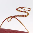 CHANEL COCO Mark Chain Shoulder Bag Patent leather Red Gold CC Auth 165902A-14