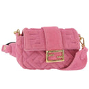 FENDI Zucca Canvas Mini Mamma Baguette Shoulder Bag 2way Pink Gold Auth 165907SM-1