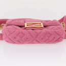 FENDI Zucca Canvas Mini Mamma Baguette Shoulder Bag 2way Pink Gold Auth 165907SM-11