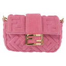 FENDI Zucca Canvas Mini Mamma Baguette Shoulder Bag 2way Pink Gold Auth 165907SM-2