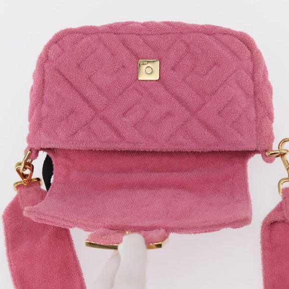 FENDI Zucca Canvas Mini Mamma Baguette Shoulder Bag 2way Pink Gold Auth 165907SM