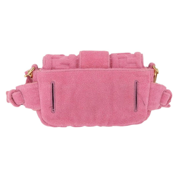 FENDI Zucca Canvas Mini Mamma Baguette Shoulder Bag 2way Pink Gold Auth 165907SM
