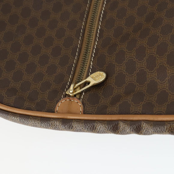 CELINE Macadam Canvas Garment Cover PVC Leather Brown Gold Auth 165913