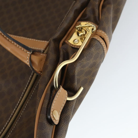 CELINE Macadam Canvas Garment Cover PVC Leather Brown Gold Auth 165913