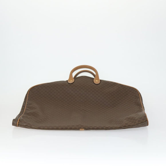 CELINE Macadam Canvas Garment Cover PVC Leather Brown Gold Auth 165913