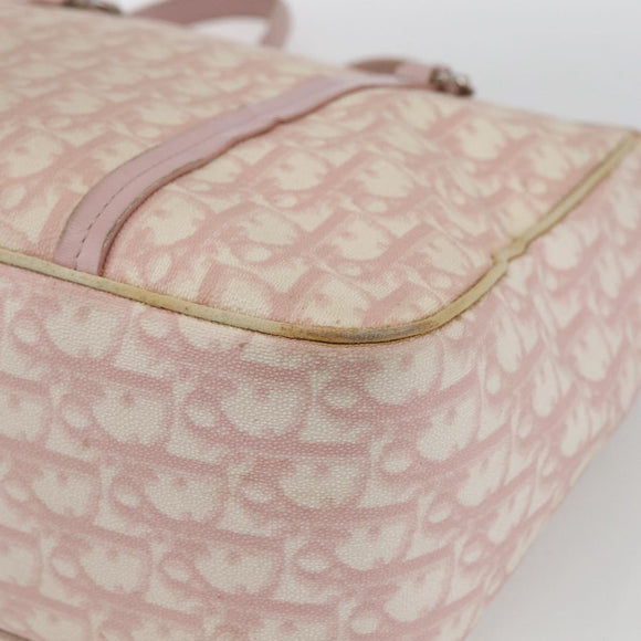 Christian Dior Trotter Canvas Romantic Hand Bag PVC Pink Silver Auth 165914