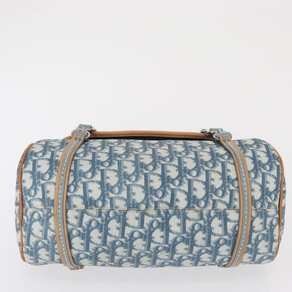 Christian Dior Trotter Canvas Romantic Hand Bag PVC Blue Silver Auth 165915SM