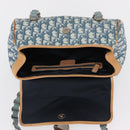 Christian Dior Trotter Canvas Romantic Hand Bag PVC Blue Silver Auth 165915SM-16