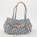Christian Dior Trotter Canvas Romantic Hand Bag PVC Blue Silver Auth 165915SM-25