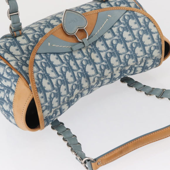 Christian Dior Trotter Canvas Romantic Hand Bag PVC Blue Silver Auth 165915SM