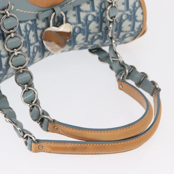 Christian Dior Trotter Canvas Romantic Hand Bag PVC Blue Silver Auth 165915SM