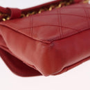 CHANEL Bicolore Waist bag Lamb Skin Red Gold CC Auth 165917-12