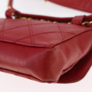 CHANEL Bicolore Waist bag Lamb Skin Red Gold CC Auth 165917-13