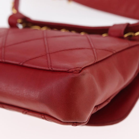 CHANEL Bicolore Waist bag Lamb Skin Red Gold CC Auth 165917