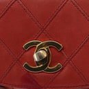 CHANEL Bicolore Waist bag Lamb Skin Red Gold CC Auth 165917-14