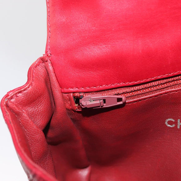 CHANEL Bicolore Waist bag Lamb Skin Red Gold CC Auth 165917