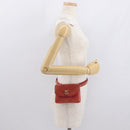 CHANEL Bicolore Waist bag Lamb Skin Red Gold CC Auth 165917-22