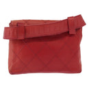 CHANEL Bicolore Waist bag Lamb Skin Red Gold CC Auth 165917-3