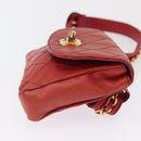 CHANEL Bicolore Waist bag Lamb Skin Red Gold CC Auth 165917-4