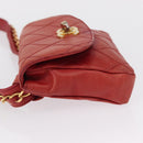CHANEL Bicolore Waist bag Lamb Skin Red Gold CC Auth 165917-5
