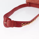 CHANEL Bicolore Waist bag Lamb Skin Red Gold CC Auth 165917-7