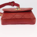 CHANEL Bicolore Waist bag Lamb Skin Red Gold CC Auth 165917-9