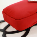 PRADA Telefoonhouder Nektasje Nylon Rood Zilver Auth 165922V-16
