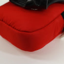 PRADA Telefoonhouder Nektasje Nylon Rood Zilver Auth 165922V-18
