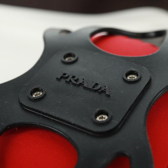 PRADA Telefoonhouder Nektasje Nylon Rood Zilver Auth 165922V