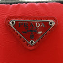 PRADA Telefoonhouder Nektasje Nylon Rood Zilver Auth 165922V-19