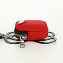 PRADA Telefoonhouder Nektasje Nylon Rood Zilver Auth 165922V-3