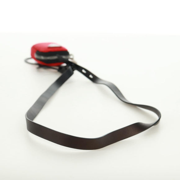 PRADA Telefoonhouder Nektasje Nylon Rood Zilver Auth 165922V