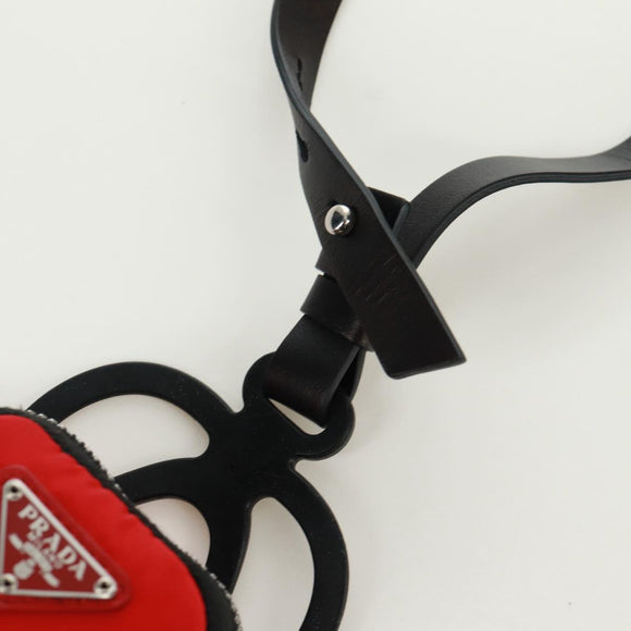 PRADA Telefoonhouder Nektasje Nylon Rood Zilver Auth 165922V
