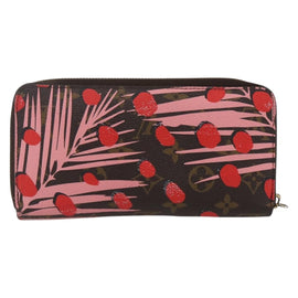 LOUIS VUITTON Monogram jungle dot Zippy Wallet Long Wallet Red Pink Auth 165924 - 0